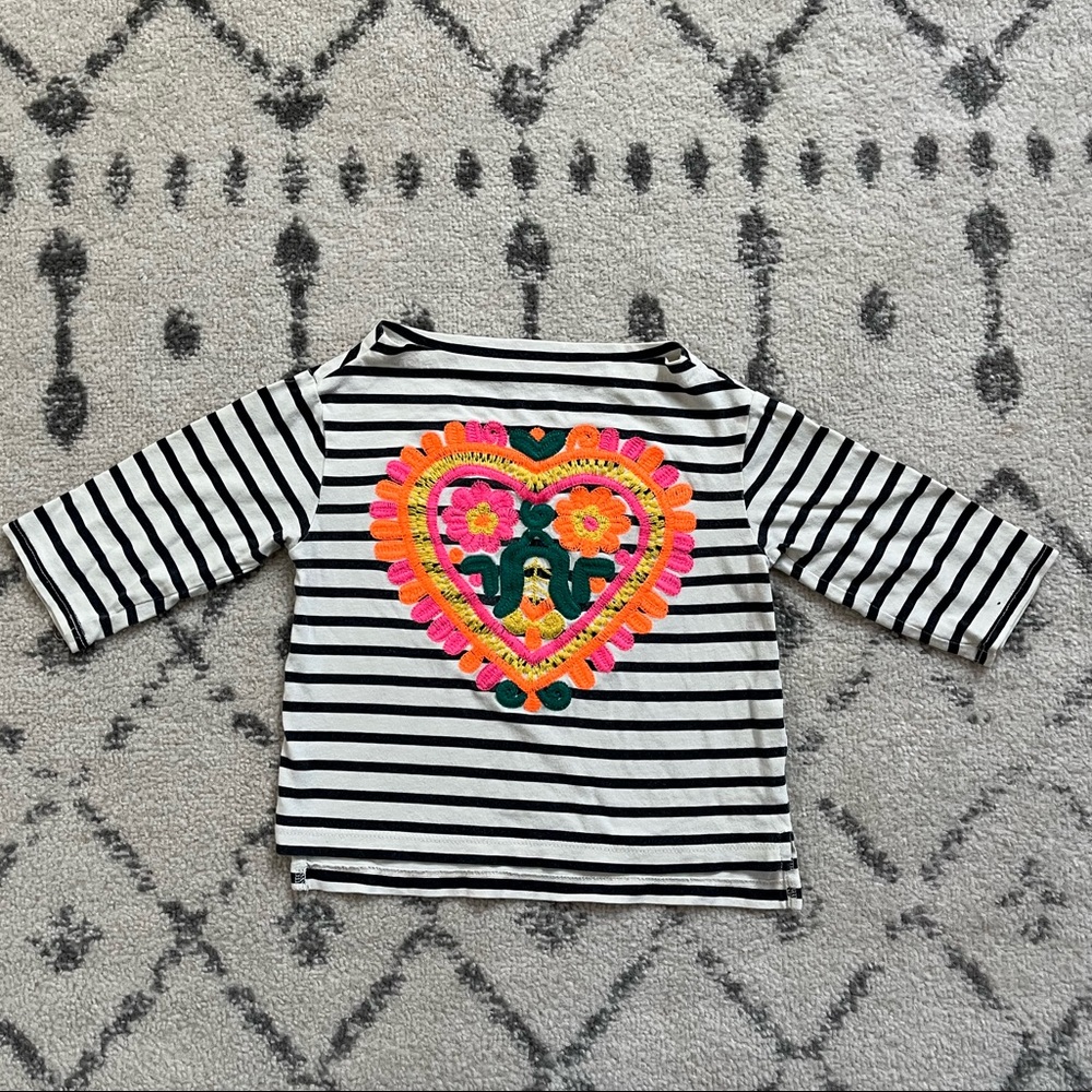 Crewcuts collection 3/4 sleeve embroidered top